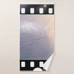 Blank 35mm film frame or strip on white background bath towel
