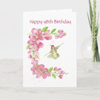 Blank 98th Birthday Cherry Blossom & Hummingbird