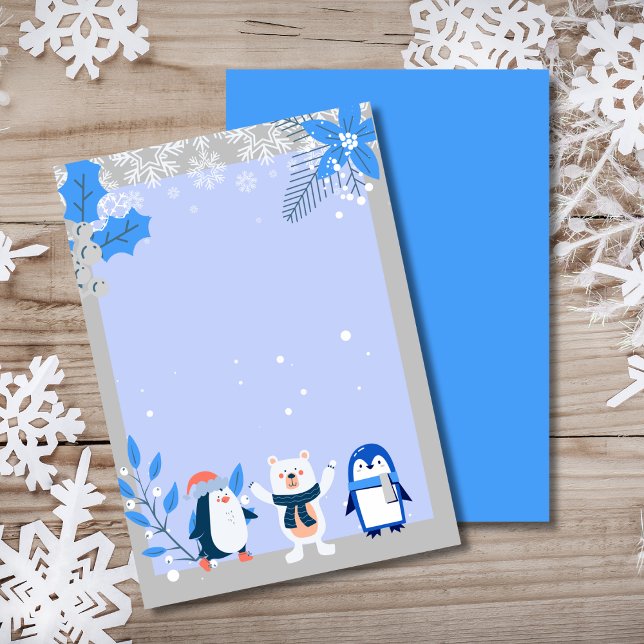 Blank Add Your Own snowflake penguins polar bear Invitation (Creator Uploaded)