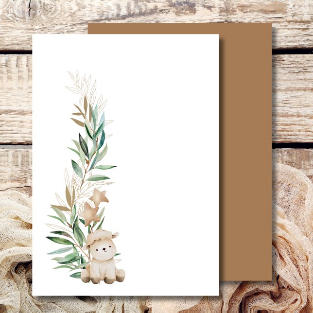 Blank Add Your Own Sweet Little Lamb Greenery Invitation (Creator Uploaded)