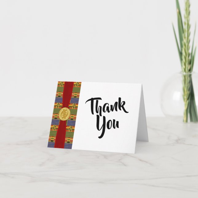 Blank African Kente K84 Thank You Note Card (Front)