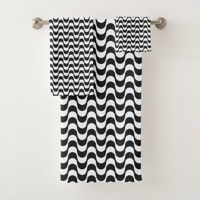 Blank and white copacabana pattern. bath towel set (Insitu)