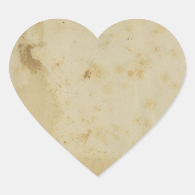 Blank Antique Stained 1870's Paper Heart Sticker (Front)