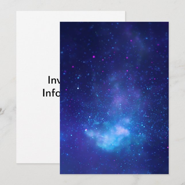 Blank Aqua Blue Celestial Galactic Centre Photo Invitation (Front/Back)