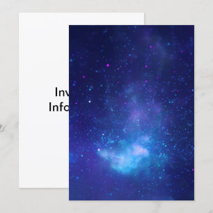 Blank Aqua Blue Celestial Galactic Centre Photo Invitation