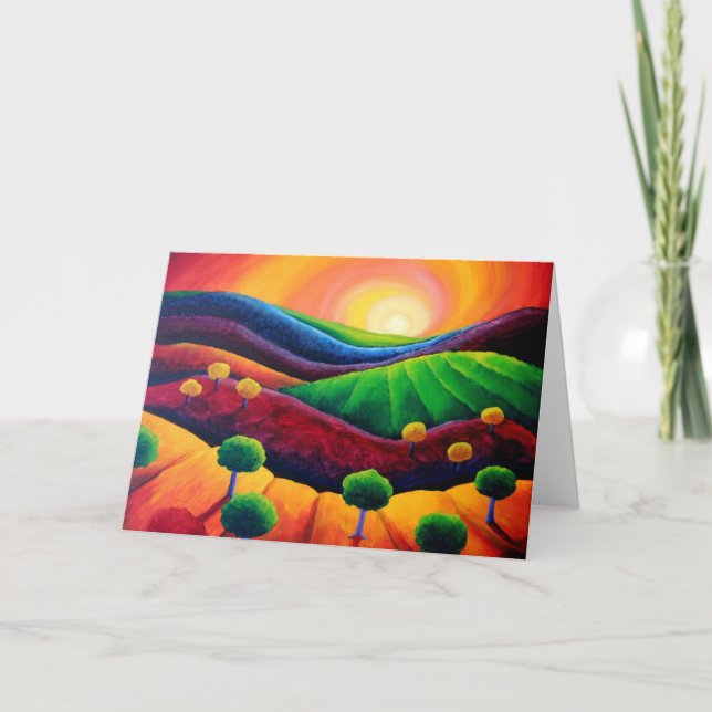 Blank Art greeting card, original art sunset Card (Front)