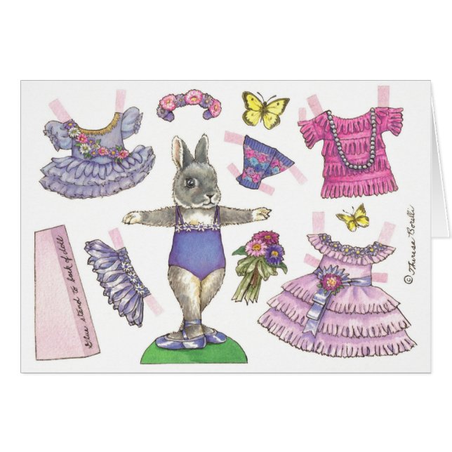 Blank Aster Ballerina Bunny Paper Doll Card (Front Horizontal)