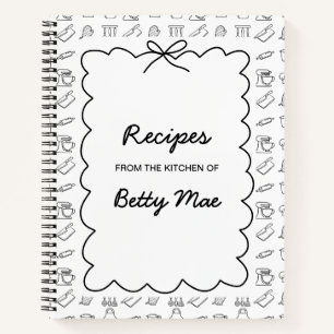 Blank B&W Cookbook Write Your Own Favorite Recipe  Notebook
