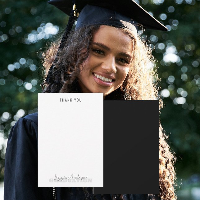 Blank B/W Personalised Graduation Thank You Card (Creator Uploaded)