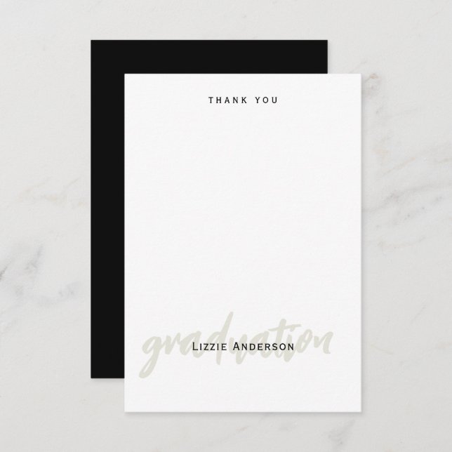 Blank B/W Simple Personalised Graduation Thank You (Front/Back)