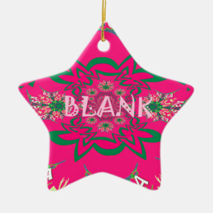 Blank Baby Vivid Pink Floral Purple Shade Monogram Ceramic Tree Decoration