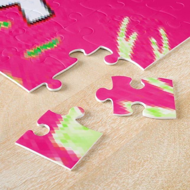 Blank Baby Vivid Pink Floral Purple Shade Monogram Jigsaw Puzzle (Side)