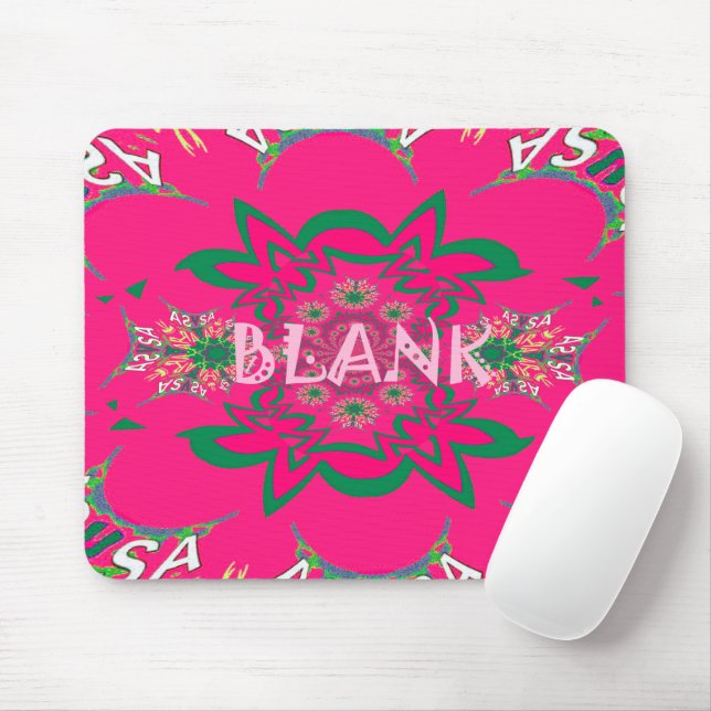 Blank Baby Vivid Pink Floral Purple Shade Monogram Mouse Mat (With Mouse)