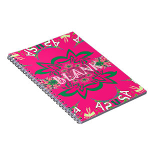 Blank baby vivid pink floral purple shade monogram notebook