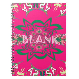 Blank baby vivid pink floral purple shade monogram notebook