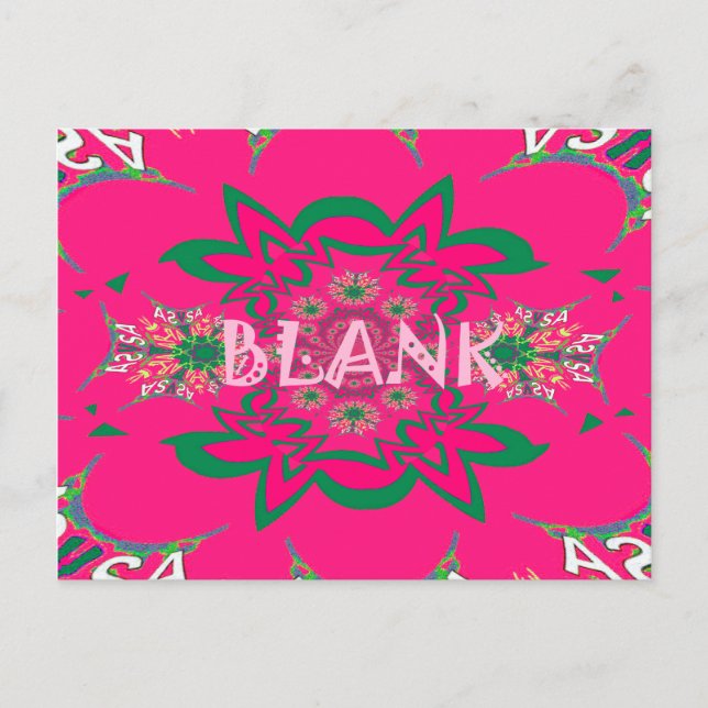 Blank Baby Vivid Pink Floral Purple Shade Monogram Postcard (Front)