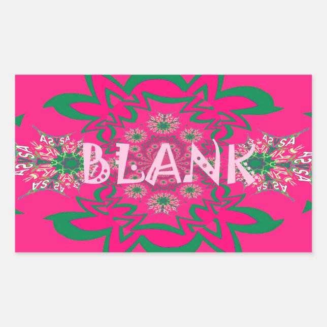 Blank Baby Vivid Pink Floral Purple Shade Monogram Rectangular Sticker (Front)