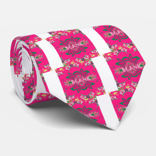 Blank Baby Vivid Pink Floral Purple Shade Monogram Tie