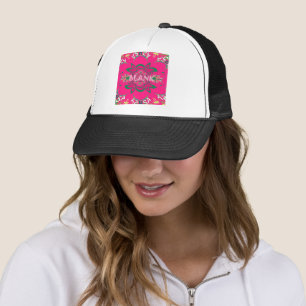 Blank Baby Vivid Pink Floral Purple Shade Monogram Trucker Hat