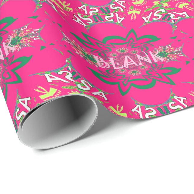 Blank Baby Vivid Pink Floral Purple Shade Monogram Wrapping Paper (Roll Corner)
