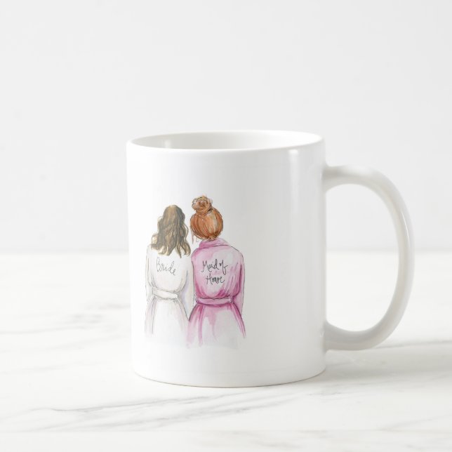 BLANK BACK Mug Br Waves Bride Red Bun Maid of H (Right)
