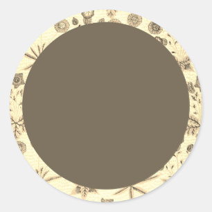 Blank beige and green floral Label