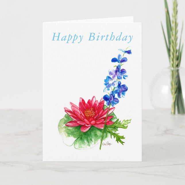 Blank birthday card July birth flowers (Front)