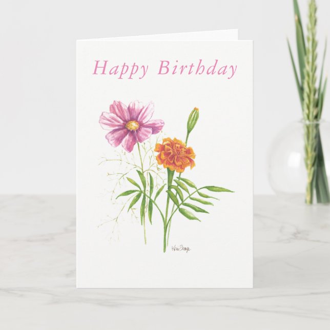Blank birthday card October birth flowers (Front)
