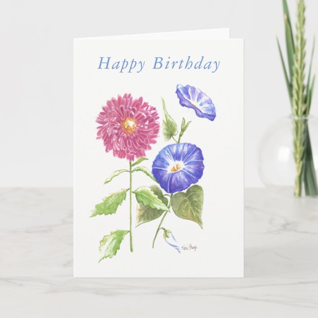 Blank birthday card September birth flowers (Front)