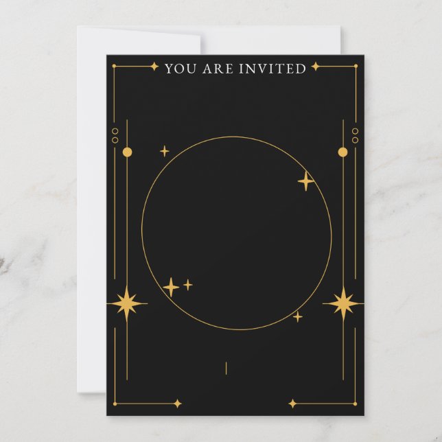 Blank Black and Gold Stars Customisable Invitation (Front)