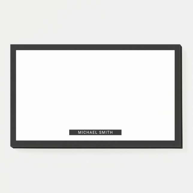 Blank Black and White with Custom Name Post-it Notes (Front)