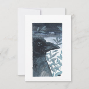 Blank - Black Bird Watercolor Thank You Card