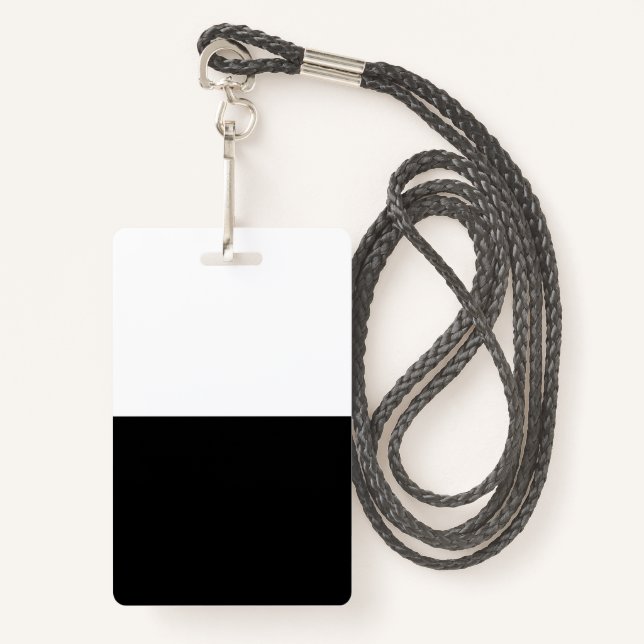 Blank Black White DIY Template Custom text  photo  ID Badge (Front with Lanyard)