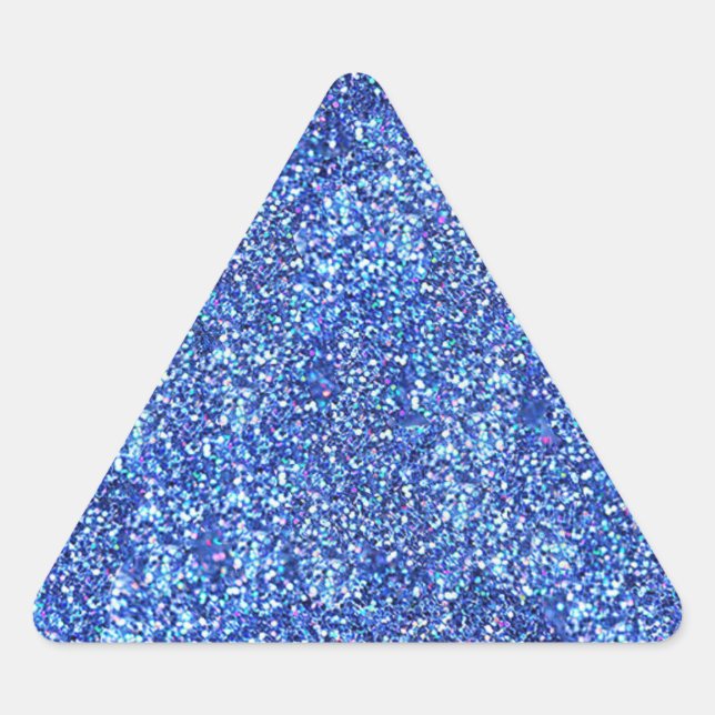 Blank Blue Glitter Look Glamourous Modern Template Triangle Sticker (Front)