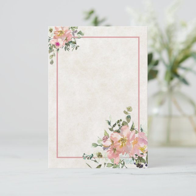Blank budget Blush and eggshell  floral wedding  I Invitation (Standing Front)