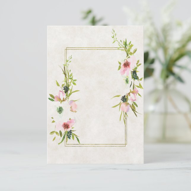Blank budget Blush and white floral wedding  Invitation (Standing Front)