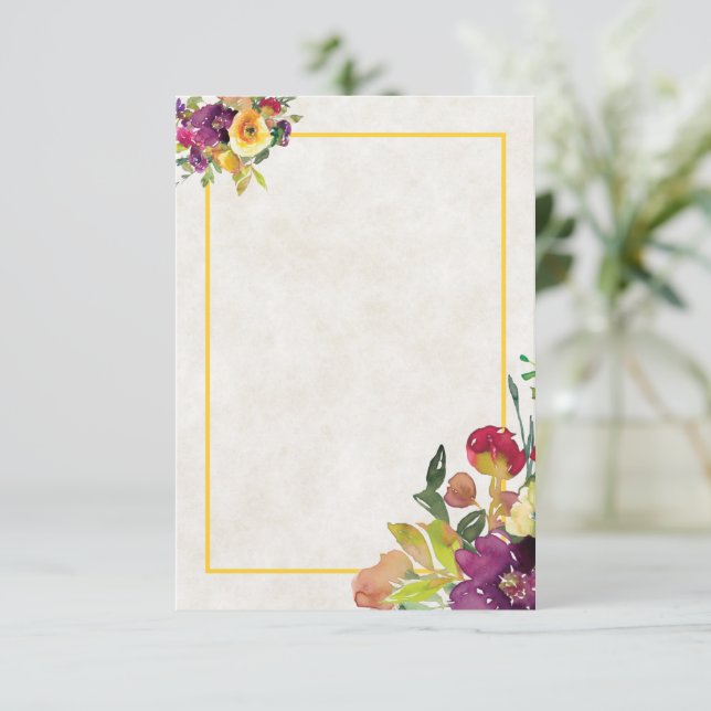 Blank budget Burgundy and yellow  floral wedding   Invitation (Standing Front)