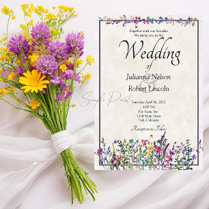 Blank budget Colourful wildflowers wedding Invita Invitation