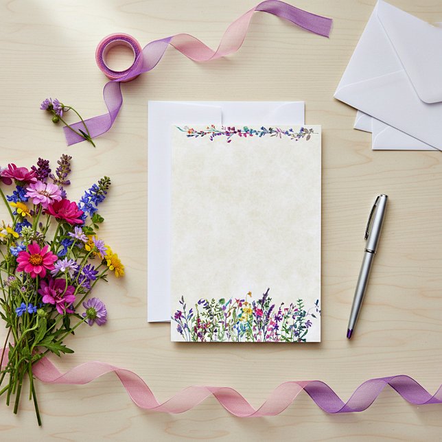 Blank budget Colourful wildflowers wedding  Invitation (Creator Uploaded)