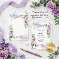 Blank budget Elegant purple floral wedding