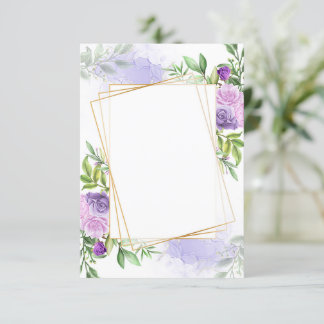 Blank budget Elegant purple floral wedding Invitation