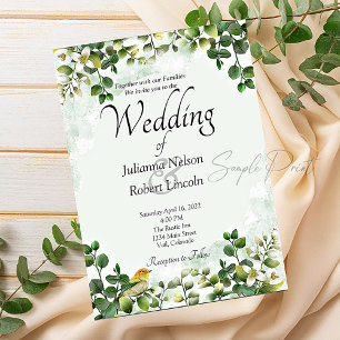 Blank budget Eucalyptus greenery wedding  Invitation