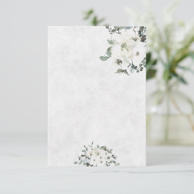 Blank budget Ivory watercolor floral wedding  Invitation (Standing Front)