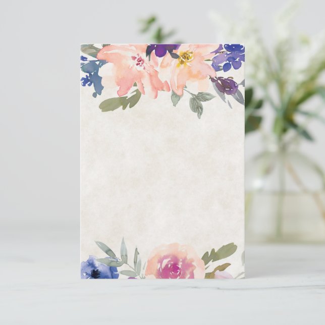 Blank budget Orange and blue floral wedding  Invitation (Standing Front)