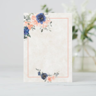 Blank budget Peach and blue  floral wedding  Invit Invitation