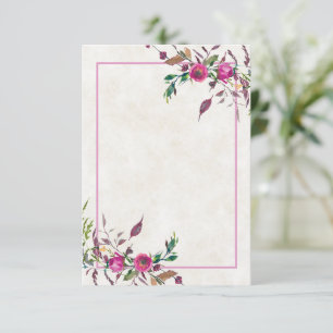 Blank budget Pink loose floral wedding Invitation