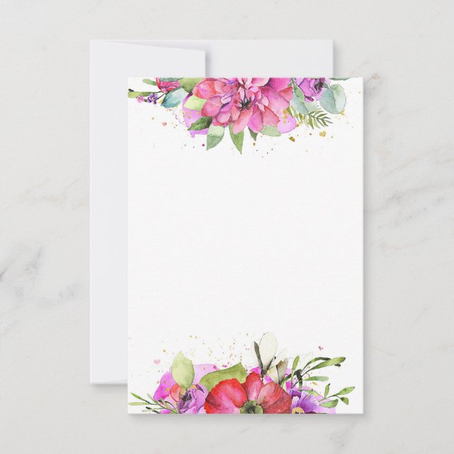 Blank budget Pink watercolor floral wedding  Invitation (Front)