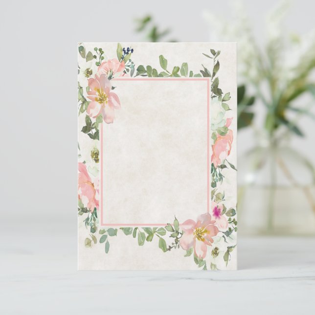 Blank budget Pretty pink floral frame wedding  Inv Invitation (Standing Front)