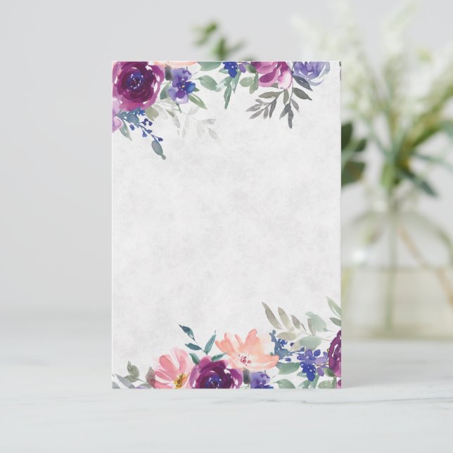 Blank budget Purple and orange floral wedding  Invitation (Standing Front)