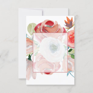 Blank budget red and pink floral wedding  invitation